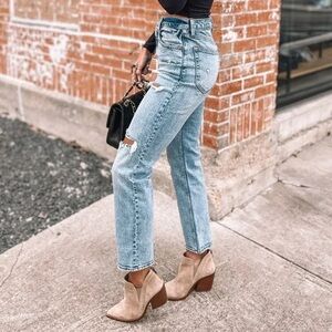 Abercrombie & Fitch Curve Love the Ankle Straight‎ Ultra High Rise Blue Jeans